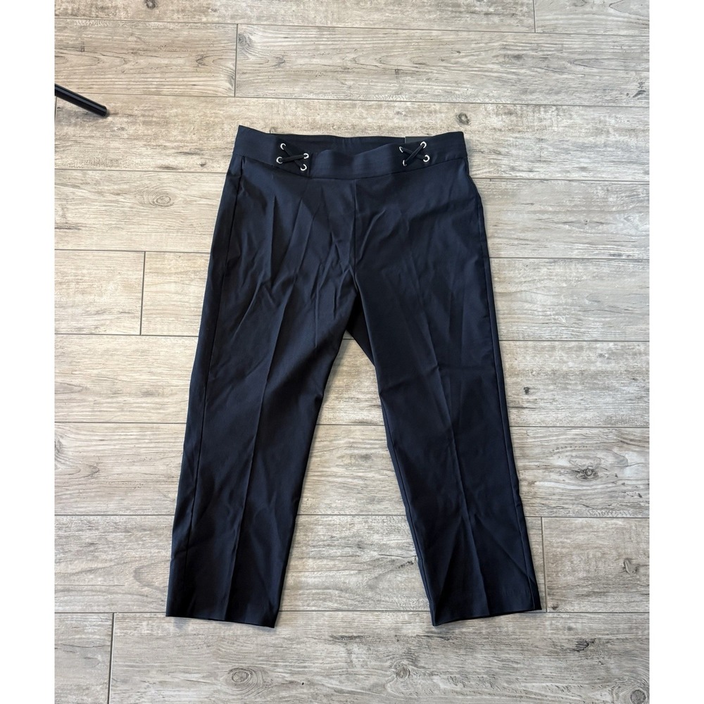 Rafaella Comfort Capri Pants Women's Size 12 Black Pull On Stretch NWT